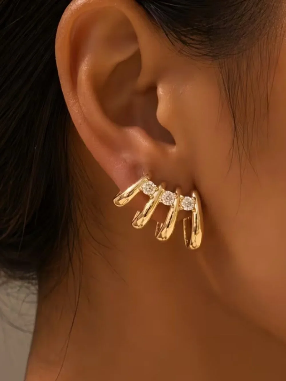 14K Gold Womens 4 Row 1ct Diamond Claw Style Earrings Ladies 14 K Silver Jewelry